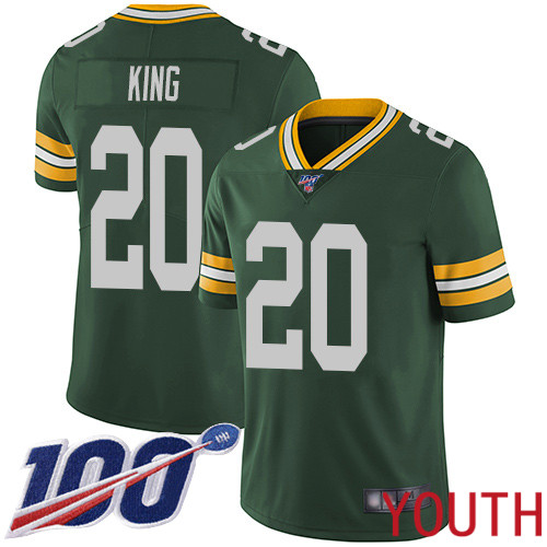 Green Bay Packers Limited Green Youth #20 King Kevin Home Jersey Nike NFL 100th Season Vapor Untouchable->youth nfl jersey->Youth Jersey